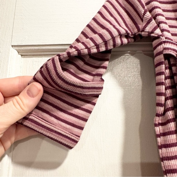 Kate Quinn Organic Cotton baby one piece 6-12M purple pink stripe - Picture 2 of 5